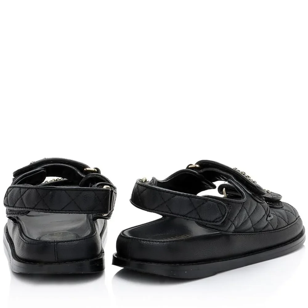 Chanel Calfskin Velcro Dad CC Sandals - Size 9 / 39 - FINAL SALE